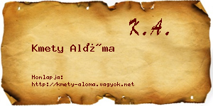 Kmety Alóma névjegykártya